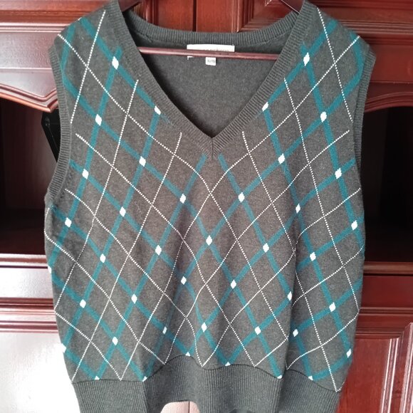 Laura Cotton Diamond Pattern Sweater Vest - Picture 1 of 3